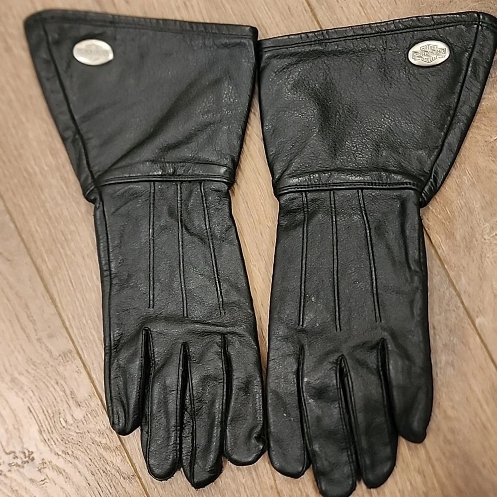 Harley-Davidson Gloves Black Leather Padded Motorcycle Riding Ladies Size Small